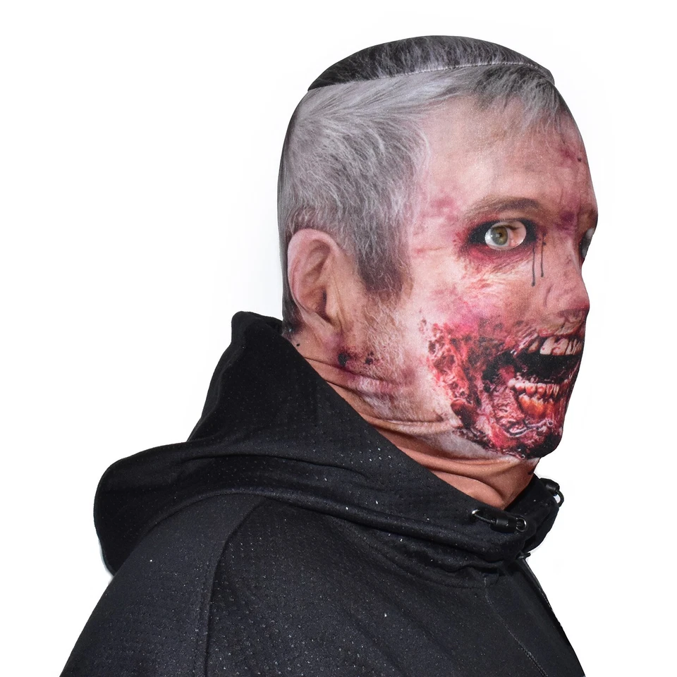 Maschera Faciale In Tessuto Con Effetto 3D Di Zombie Anziano Halloween FS127 - Immagine 2 di 4