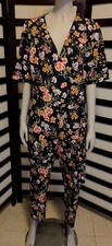 NWT Zara Trafaluc Collection Black Floral Jumpsuit Romper, Large