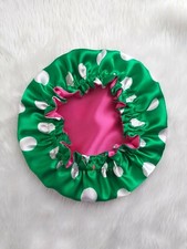 Baby Satin Bonnet Cap, two colour double fabric. From 6 months