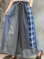 Women's Personalized Fashion High Waist Wide Leg Pants Casual Denim Trousers New