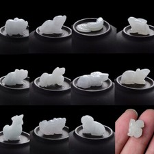 2pcs Zodiac Pendant Mini Carved Bead Natural Green Chinese Jade Jadeite