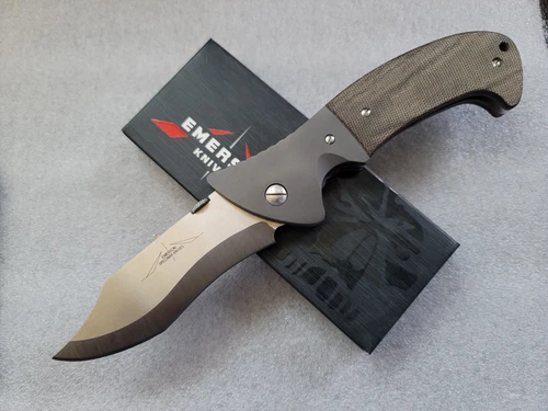 Ernest Emerson Custom KACK (Kick Ass Combat Knife), 4" Satin Blade, Blasted Ti