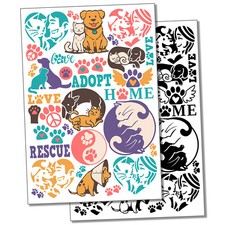Rescue Adopt Shelter Cat Dog Temporary Tattoo Water Resistant Fake Body Art Set