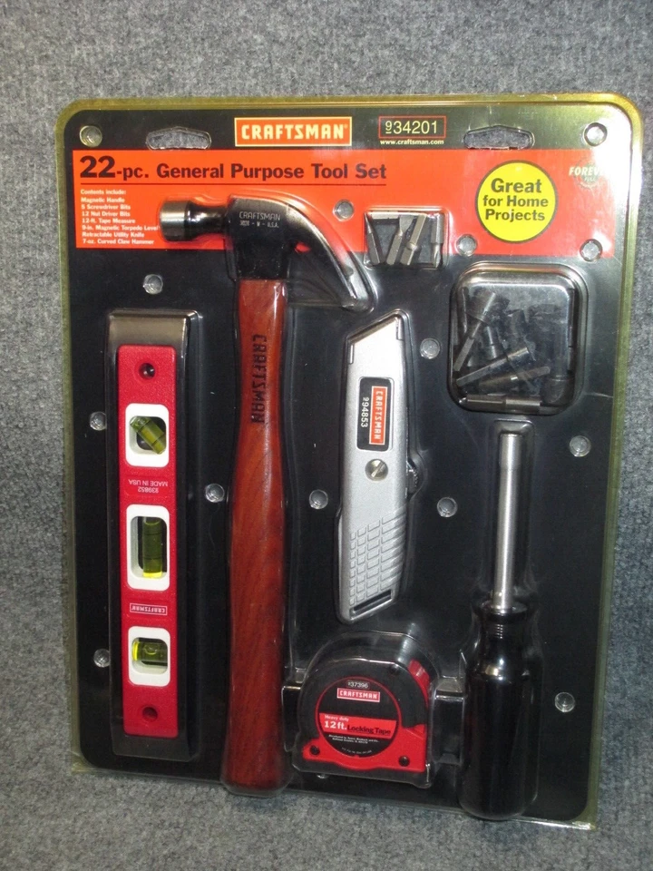 Nuevo de Lote Antiguo Craftsman EE. UU. 34201 22 piezas Juego de Herramientas de Uso General Martillo Cinta Destornilladores Foto 2 de 4