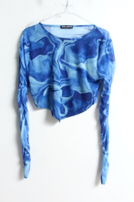 Select Womens Abstract Mesh Top - Blue - Size L Large (L33)