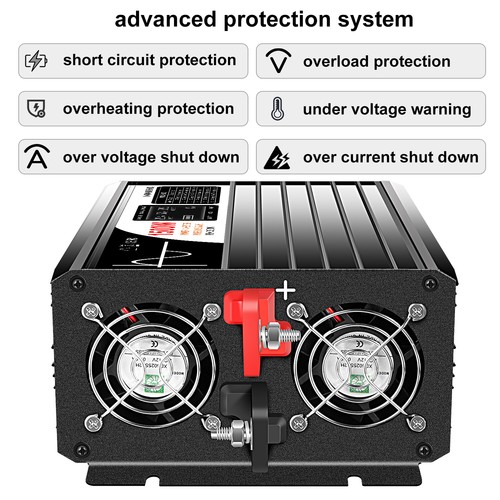 CNSWIPOWER Power Inverter 24V 240V Pure Sine Wave Inverter 1500W Remote with LCD - Picture 4 of 6