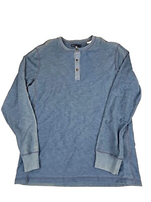 Levis Made And Crafted Long Sleeve Henley Blue Mens Size 2 Medium New
