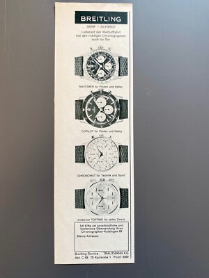 1969 Breitling Navitimer Toptime Chronomat Original Vintage Watch Ad Werbung