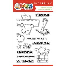 SCHOOL 1 TEACHER RECESS CLEAR Rubber Stamp Set Photo Play REC2407 New