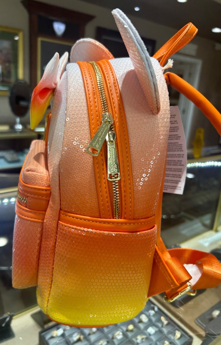 NWT Disney Parks Orange Ombre Candy Corn Minnie Mouse Loungefly Mini Backpack Disney Minnie Candy Corn Sequin Loungefly Backpack – World  main image 4