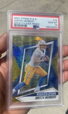 2021 Rookies & Stars Justin Herbert Gold Pulsar 10/15 PSA 10 Jersey #’d