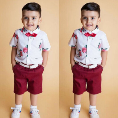 Toddler Kid Baby Boys Flower Tops T-Shirt Short Pants Outfits Clothes Summer Set