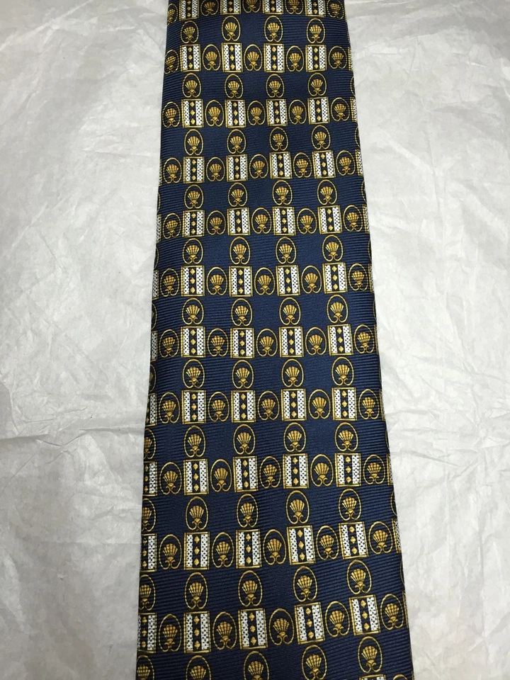 CORBATA RICHEL HOMBRE AZUL CON DORADO Y BLANCO 4 X 59 Foto 3 de 4