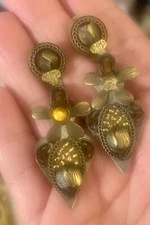 Vtg Ayala Bar Dangle Earrings Missing One Stone 