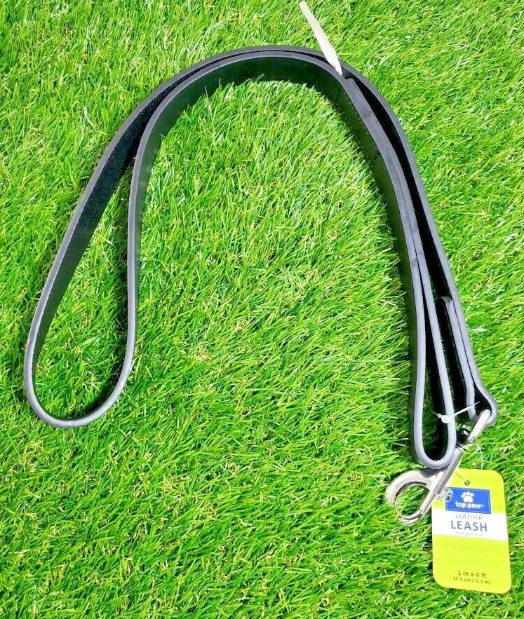 **NEW** Top Paw Leather Leash 1in 4 ft BLACK eBay
