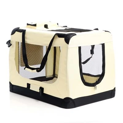 Fudajo faltbare Transportbox Beige XL 80x58x56cm Hundebox Reisebox Katzenbox