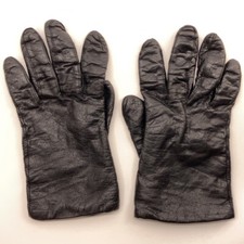 Black leather dot pattern acrylic knit lined winter dress gloves size large