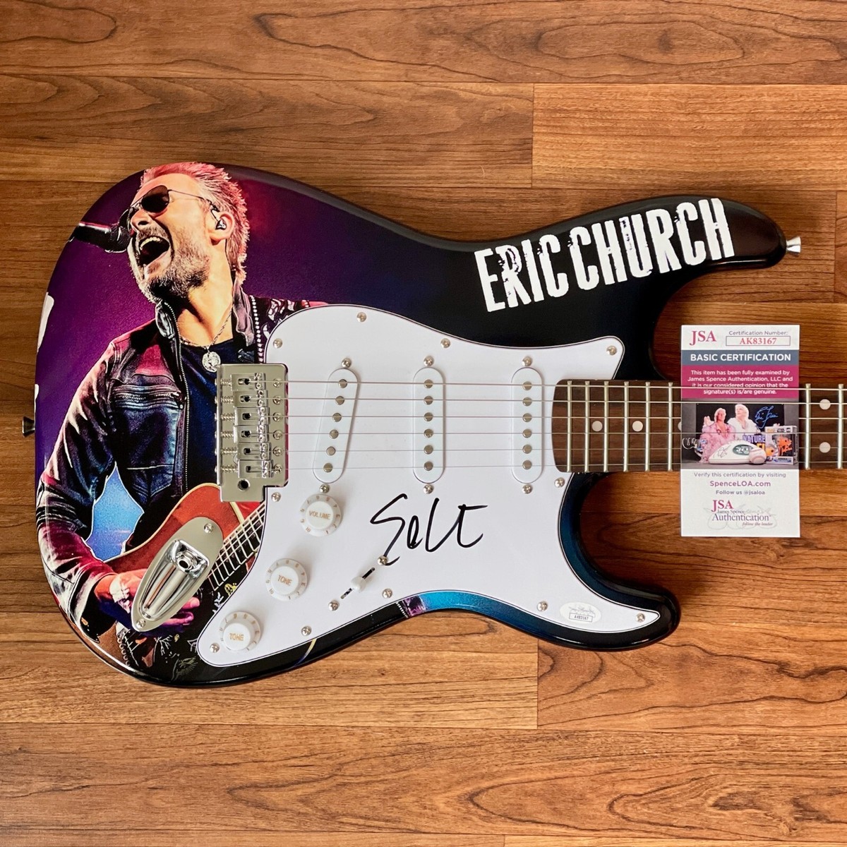Eric Church Signed Guitar Custom 1/1 Graphics JSA COA Springsteen