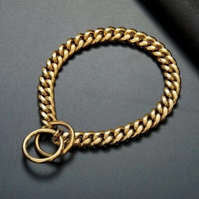 Stainless Steel Collar Dog Collar Golden Chain Pet Dog Necklace Cuban Chain