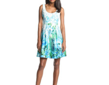 NINE WEST WOMEN'S TOPSTITCH DRESS WITH PLEATS, LAGOON, 2