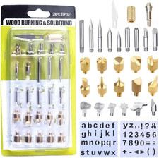 Wood Burning Tips, 28Pcs Wood Burning Kit Carving Alphabet Figure Symbol Tool...
