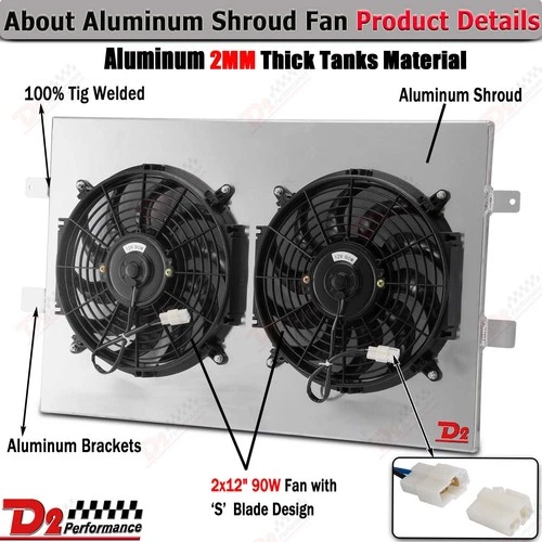 28" Aluminum Shroud Electric Fan For 99-13 Chevy Silverado GMC Sierra 1500 2500