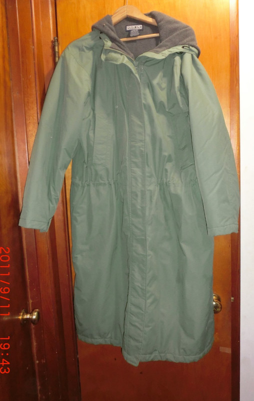 Lands' End Women's Parka Jacket Aircore 200 Green Sz XL ~ 18-20 Knee Length