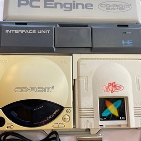 PC Engine Console + CD-ROM2 CDR-30A w/ INTERFACE UNIT IFU-30A + Games Working JP