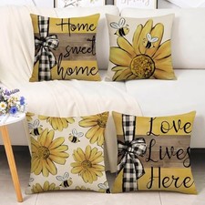 Spring Summer Throw Pillow Covers Set of 4-18 x 18 Inch Fade Yellow 3
