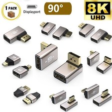 8K 90 Degree DisplayPort 1.4 Adapter Up and Down Right Angle DP Male to Female