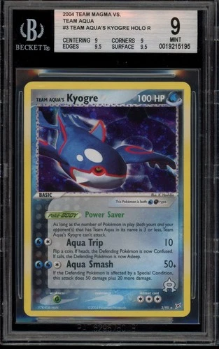 Pokemon Team Aqua's Kyogre EX Team Magma Vs Team Aqua Holo Rare #3 BGS 9 Mint