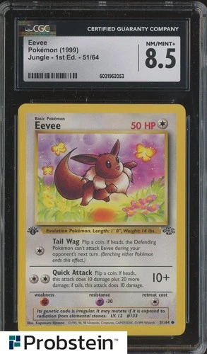 1999 Pokemon Jungle 1st Edition #51 Eevee CGC 8.5 NM/MINT+