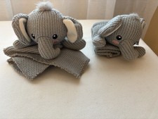 Walgreens Moon and Stars Elephant Lovey Security Blanket Gray Knit Plush Bonus