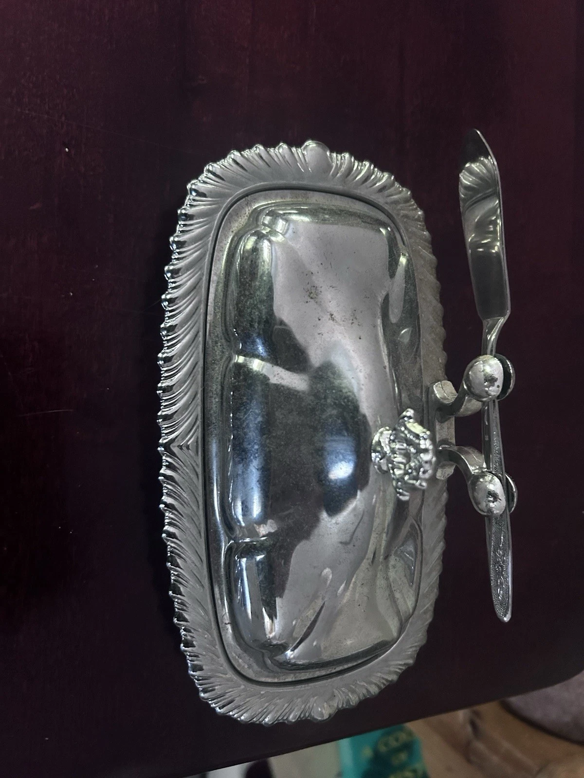 Vintage Butter Dish with Lid and Spreader