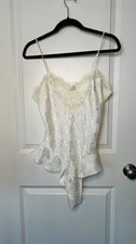 Vintage Amanda Smith V-Neck Lace Teddy Lingerie Bridal Sz M