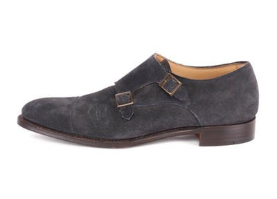 JOSEPH CHEANEY DOUBLE MONK SHOES Holyrood blue handmade England 10 F
