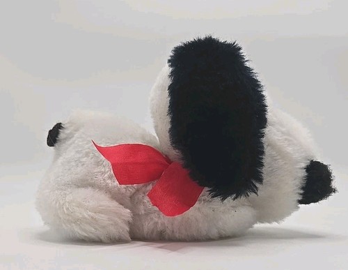 Vintage Snoopy Peanuts Plush Bean Bag Toy Red Bow Laying Down 5.5”Made In Korea  - Picture 6 of 10