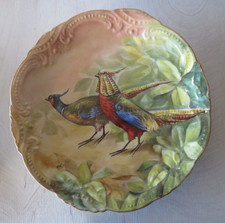 Assiette Ancienne Porcelaine DADAT Limoges. Décor de faisans Oiseau Chasse signé