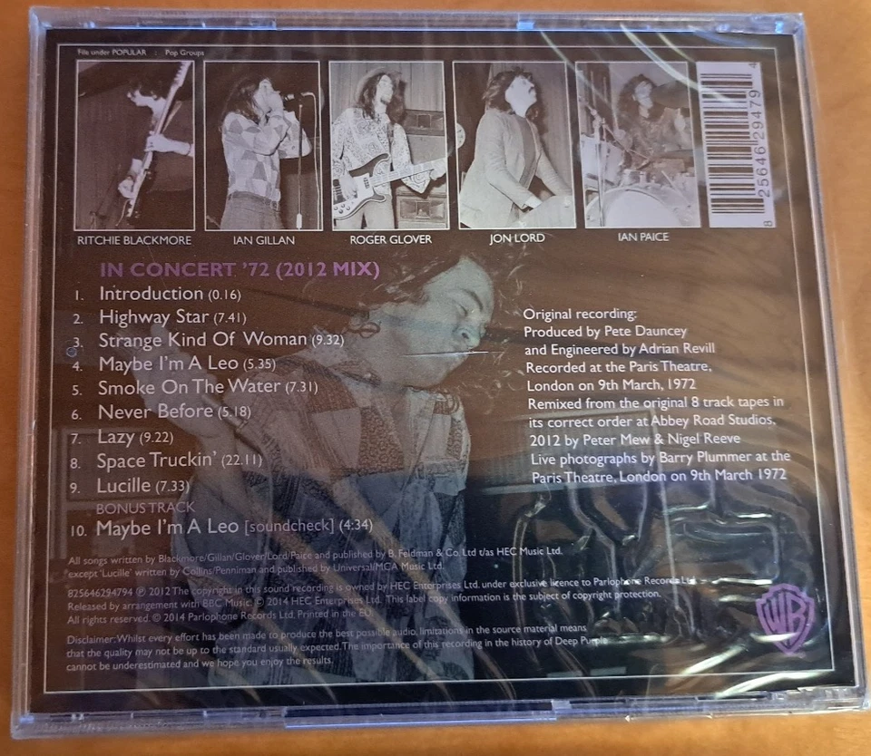 Deep Purple: In Concert '72 # 10 Track CD # 2012 # NEU + OVP - Bild 2 von 2