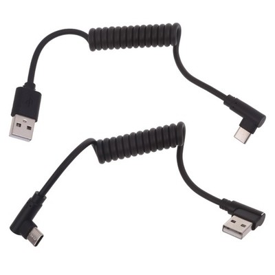 Type C to USB Spirals Coiled Adapter Cable Spring Telescopic Data Sync Charger