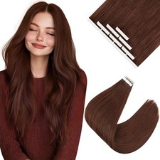 Ve Sunny Auburn Brown Tape-in Hair Extensions 20 Inch Human Hair Invisible 10Pcs
