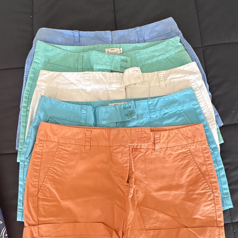 Vineyard Vines Womens Shorts Lot Size 10 Solid Cotton/Spandex Blue/Green