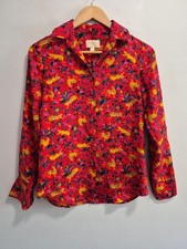 J. Crew Collection Silk Cheetah Leopard Floral Button Up Blouse Size 00