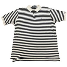Polo Ralph Lauren Men's Striped Polo Shirt Size XL Navy Cream Short Sleeve