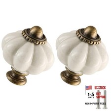 Pumpkin Knobs Pack Ceramic Cabinet Knobs Vintage 1-3/8 Inch 2 Antique White