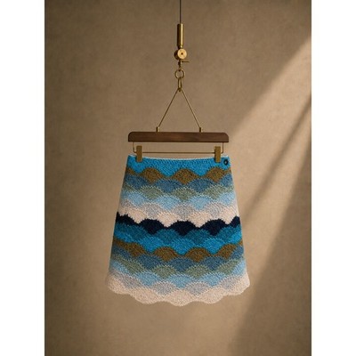 Alanui NWT Alpaca Knit Mini Skirt Under the Northern Sky Blue M Italy