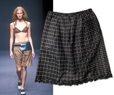 希少　prada 1999aw コート 40 90s archive Vintage Archive Prada Fall 1999 Black Grey Silk Plaid Grid Print