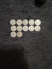 US Silver Dimes, Lot Of 12 Dated, All Circulated Barb, Merc, And Roosevelt