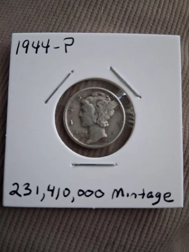 1944-P Mercury Dime 90% Silver. Good Condition