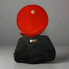 Shiseido Red Round and Black Tapered Pouch Lot Travel Case Makeup Bag 2025